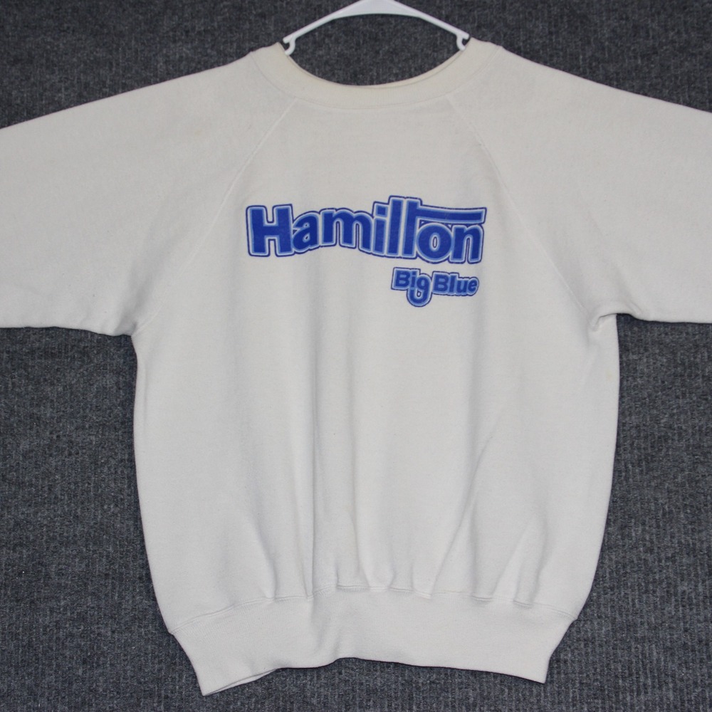 Vintage Ultra Sweats Hamilton‎ Big Blue White Crewneck Sweatshirt Mens L